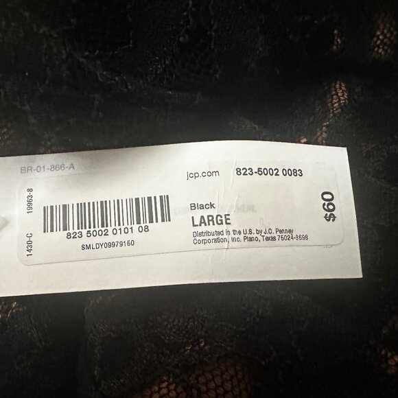 NWT Bisou Bisou Women`s Black Lace Bodysuit Blouse Lace-up Back SEXY! Size L - Picture 13 of 14